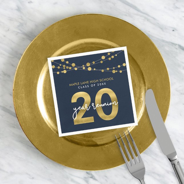 Blue Strings of Lights 20 Year Class Wiedersehen Serviette (Von Creator hochgeladen)