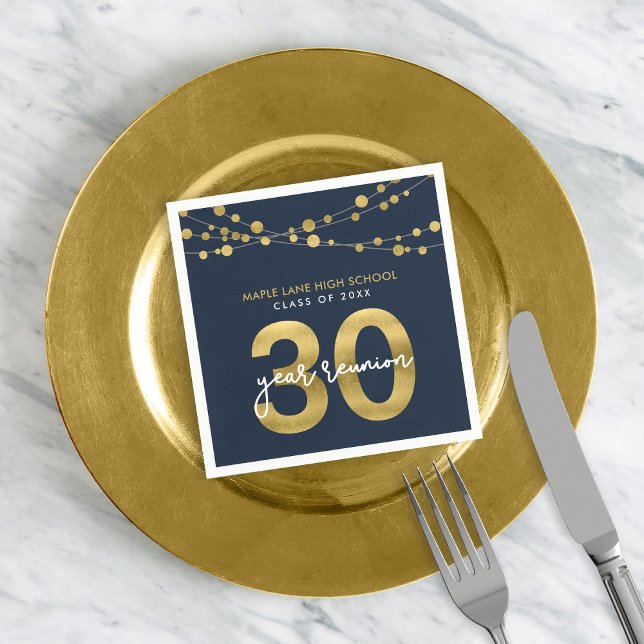 Blue Strings of Lights 30 Year Class Wiedersehen Serviette (Von Creator hochgeladen)