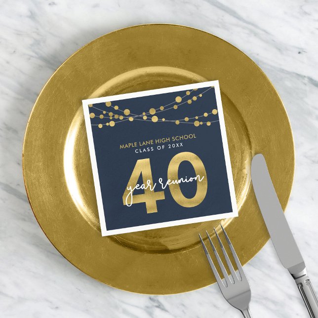 Blue Strings of Lights 40 Year Class Wiedersehen Serviette (Von Creator hochgeladen)