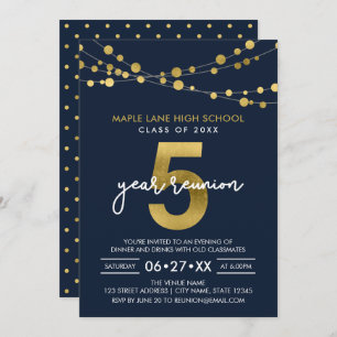 Blue Strings of Lights 5 Year Class Wiedersehen Einladung