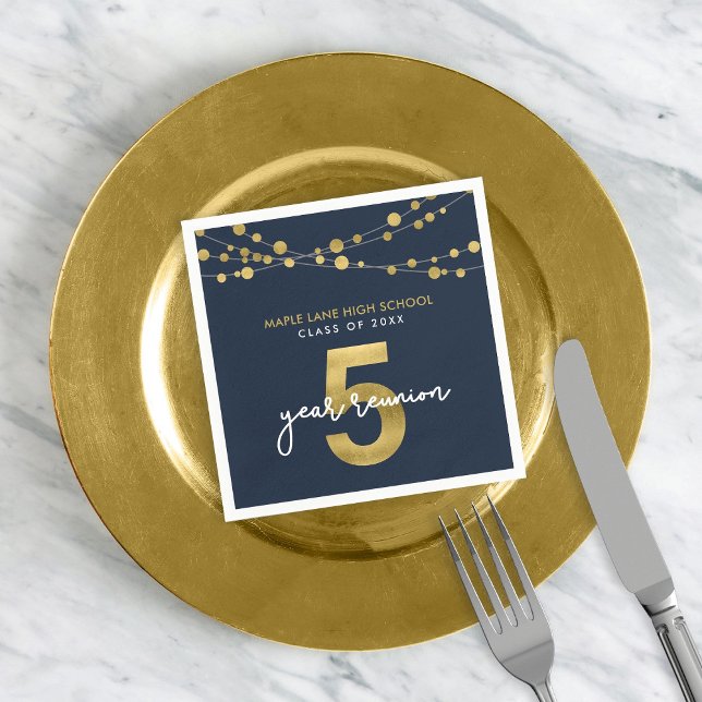 Blue Strings of Lights 5 Year Class Wiedersehen Serviette (Von Creator hochgeladen)