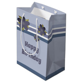 Blue Strip und floral Medium Geschenkbeutel Mittlere Geschenktüte
