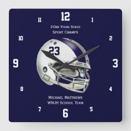 Blue Strip White Football Helm Name Uhr