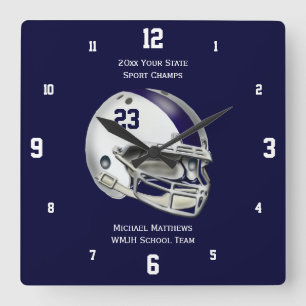 Blue Strip White Football Helm Name Uhr