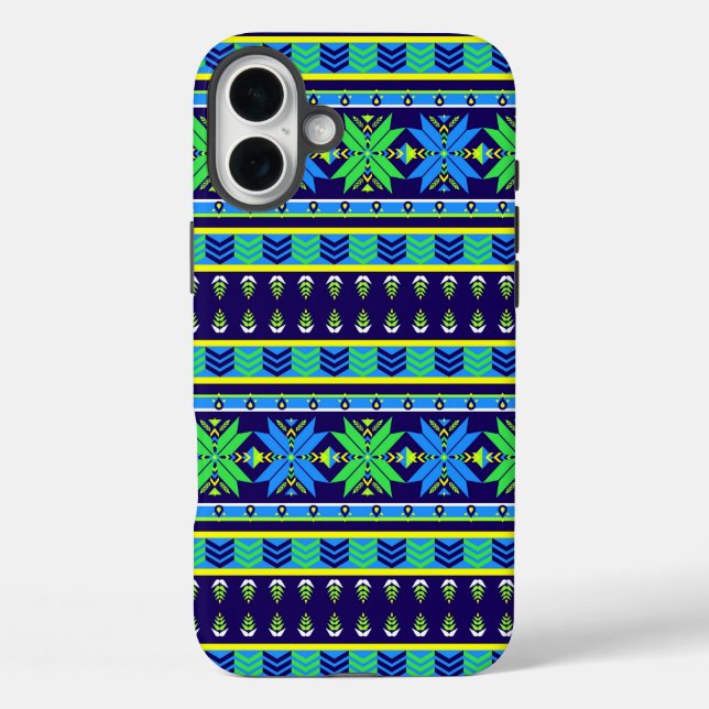 Blue Stripe Aztec Case-Mate iPhone Hülle (Rückseite)