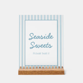 Blue Stripe Beach Club Cabana Beach Dessert Sign Acrylschild