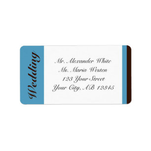 Blue Stripe Brown Wedding Address Labels Adressaufkleber