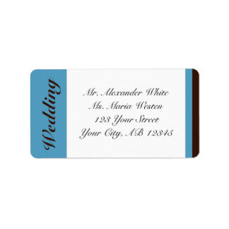 Blue Stripe Brown Wedding Address Labels Adressaufkleber
