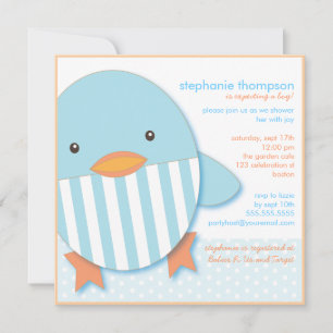 Blue Stripe Ducky Baby Boy Dusche Einladung