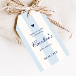 Blue Stripe Heart Valentine Baby Shower Favor Geschenkanhänger