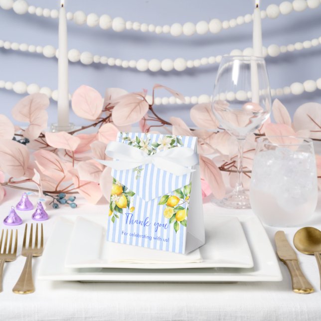 Blue Stripe Lemon Baby Shower Thank you Favor Box Geschenkschachtel (Hochzeit)