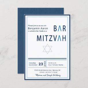 Blue Stripe Moderne Bar Mitzvah Einladung