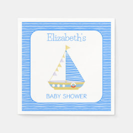 Blue Stripe Sailboat Babydusche Serviette