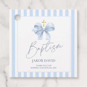 Blue Striped Bow Taufe Vielen Dank für Ihre Unters Geschenkanhänger