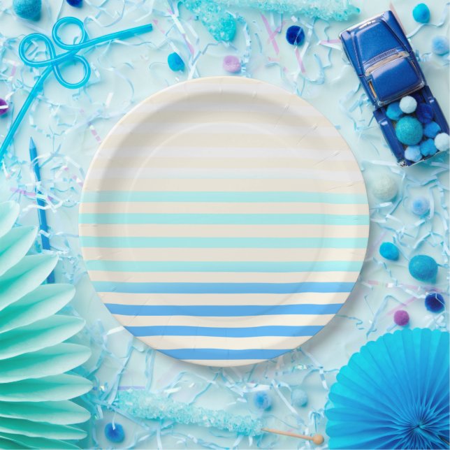 Blue Striped Ombre Pappteller (Party)