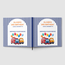 Blue Striped Truck Birthday Theme Gästebuch