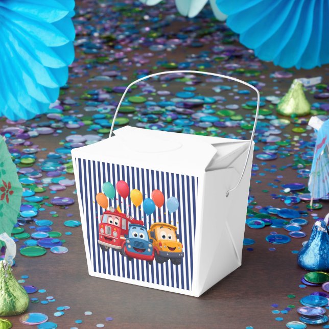 Blue Striped Truck Birthday Theme Geschenkschachtel (Party)