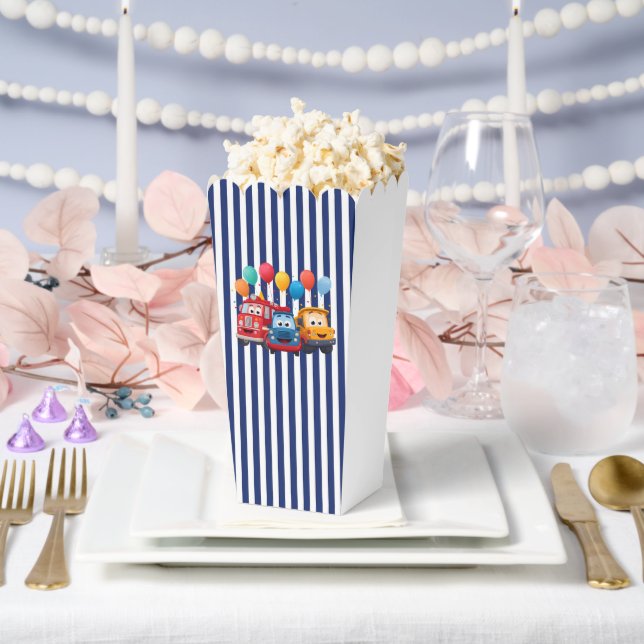 Blue Striped Truck Birthday Theme Geschenkschachtel (Hochzeit)