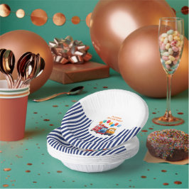 Blue Striped Truck Birthday Theme Paper Bowl Pappteller