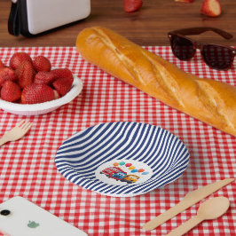 Blue Striped Truck Birthday Theme Pappteller