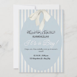 Blue Stripes Baby Boy Ankündigung Aqiqah Einladung