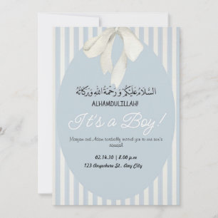 Blue Stripes Baby Boy Ankündigung Aqiqah Einladung