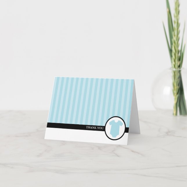 Blue Stripes Baby Dusche Danke Karten (Vorderseite)
