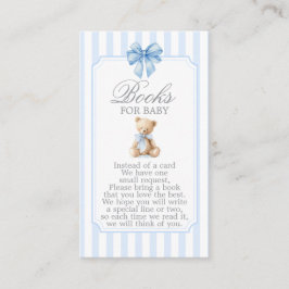 Blue Stripes Bear Baby Shower Boy Books for Baby Begleitkarte