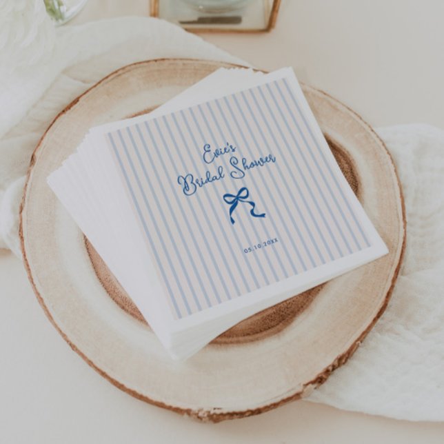 Blue Stripes Bow-Brautparty Serviette (Von Creator hochgeladen)