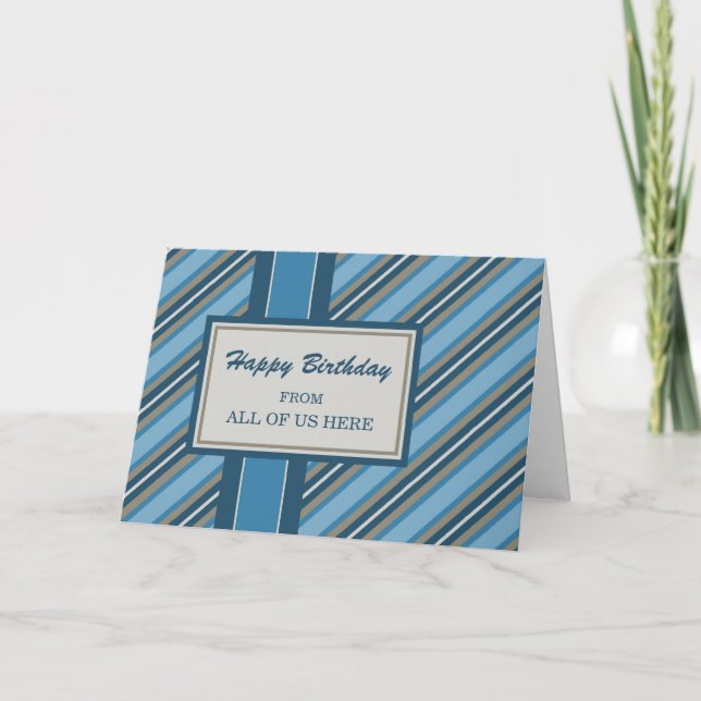Blue Stripes Business von Group Birthday Card Karte (Vorderseite)