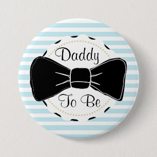 Blue Stripes Daddy zu Bow Krawatte Baby Dusche Button