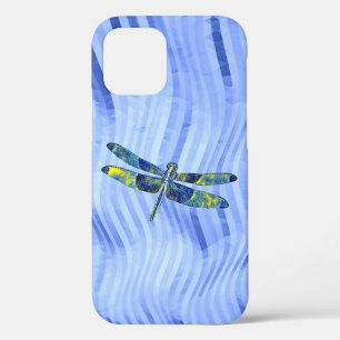 Blue Stripes Dragonfly Art Phone Case
