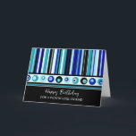 Blue Stripes Friend Geburtstag Karte<br><div class="desc">Geburtstagskarte für Freunde mit blauen Streifen Muster und nachdenklichen Vers.</div>