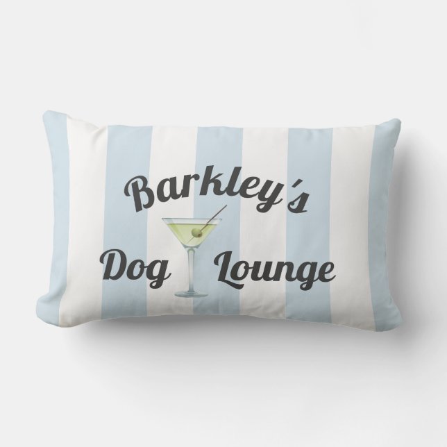 Blue Stripes Funny Personalisiert Dog Lounge Lendenkissen (Vorderseite)
