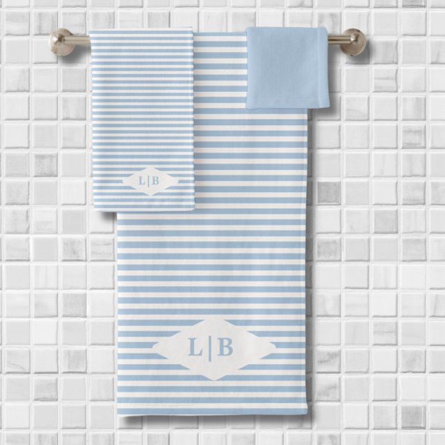 Blue Stripes Initial Badetuch Set (Von Creator hochgeladen)