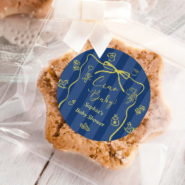 Blue Stripes Italian Themed Ciao Baby Runder Aufkleber