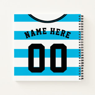 Blue Stripes Jersey Template Notebook Fußball Foot Notizbuch