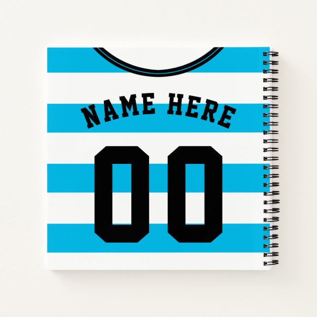 Blue Stripes Jersey Template Notebook Fußball Foot Notizbuch (Rückseite)