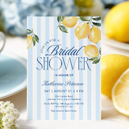 Blue Stripes Lemon Bridal Shower Invitation Einladung