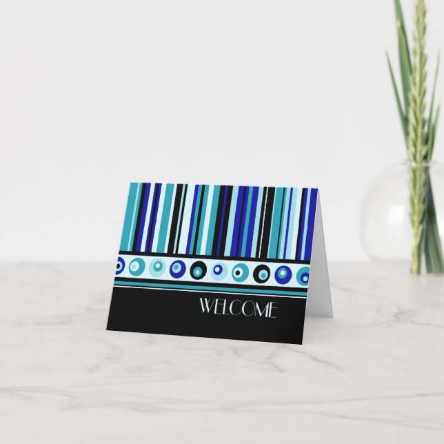 Blue Stripes Mitarbeiter Willkommen auf der Teamka Karte (Vorderseite)