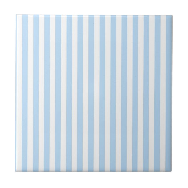 Blue Stripes Pattern Minimal Modern Summer Fliese (Vorderseite)