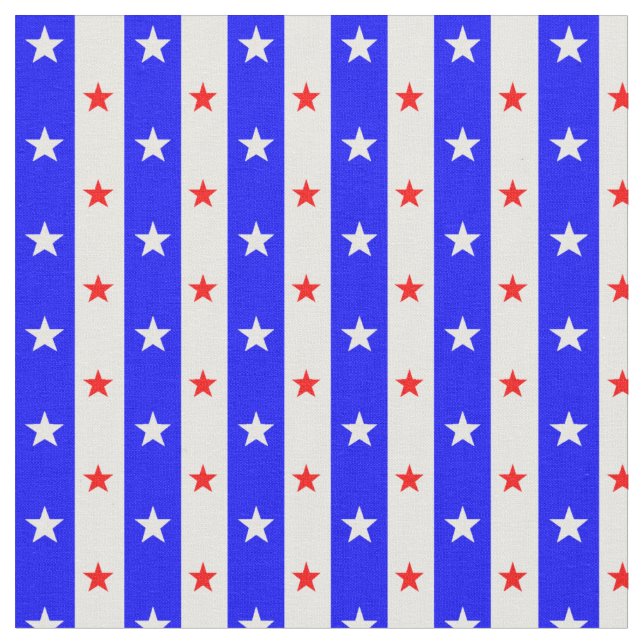 Blue Stripes Red White Stars Stoff (Nahaufnahme)