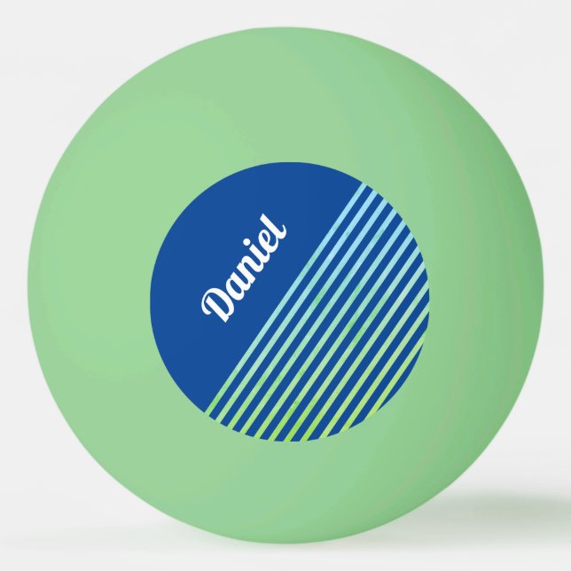 Blue Stripes Sport Minimalistisch Moderne Namensvo Tischtennisball (Vorderseite)