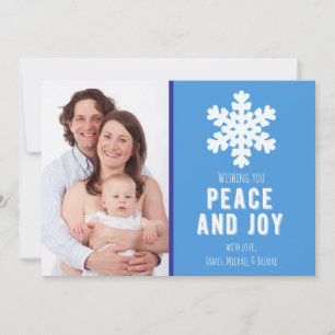 Blue Stripes und Snowflake Foto Weihnachtskarte Feiertagskarte