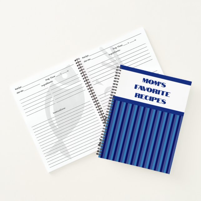 Blue Striping Spiral Rezept Notebook Notizbuch (Innenseite)