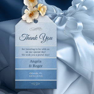 Blue Striping Ton sur Ton Gastgeschenk Hochzeit Vi Geschenkanhänger