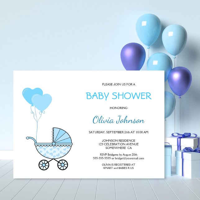 Blue Stroller Baby Dusche Einladung (Von Creator hochgeladen)