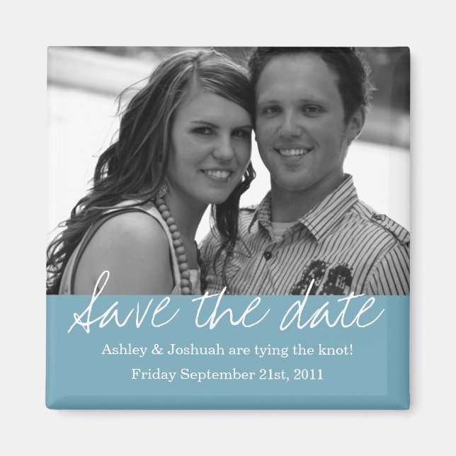 Blue Style Save the Date Foto Magnet (Vorne)