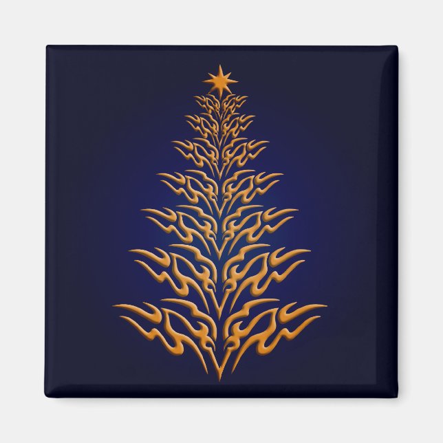 Blue Stylish Christmas Tree Magnet (Vorne)