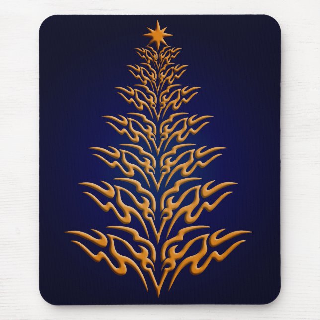 Blue Stylish Christmas Tree Mouse Pad Mousepad (Vorne)